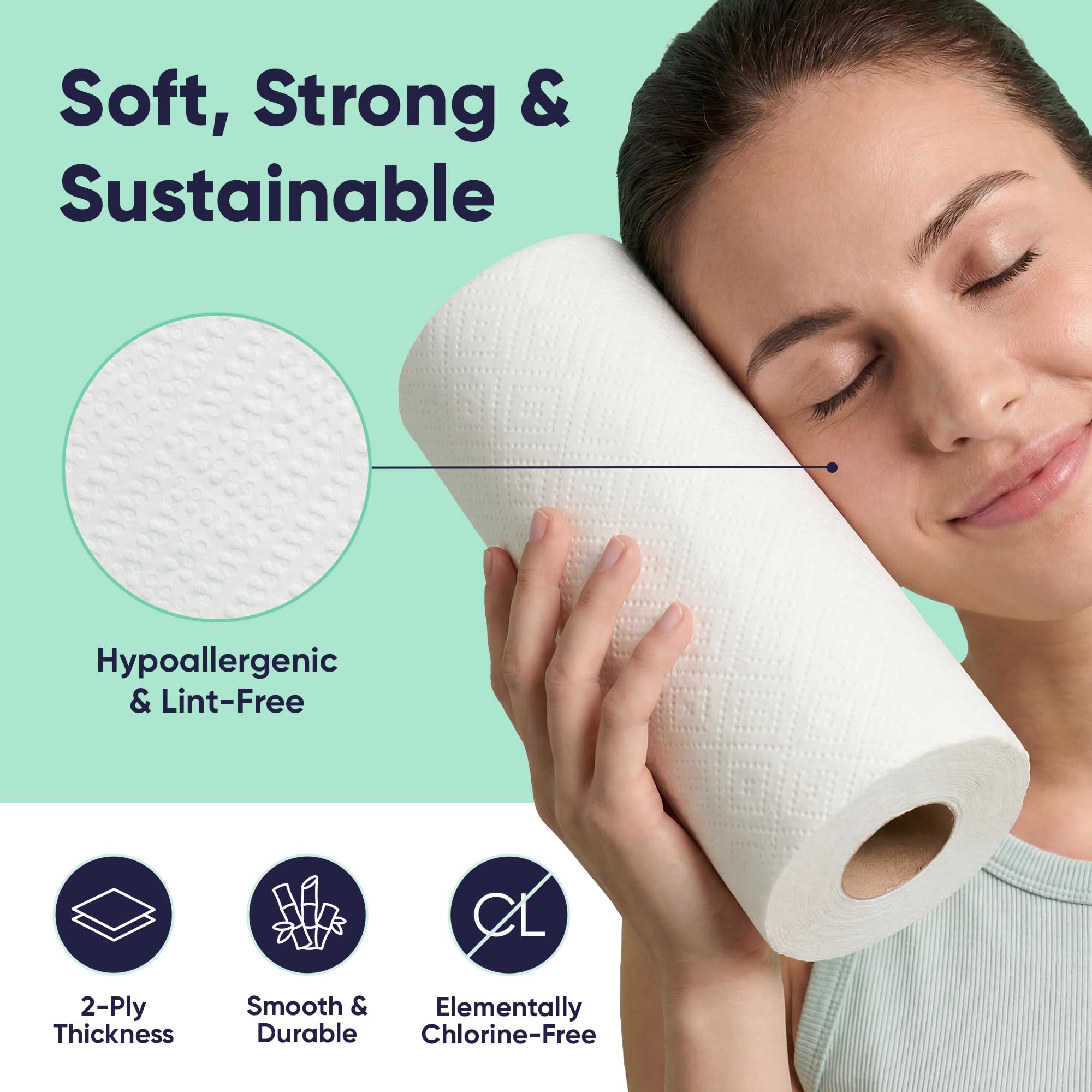 Save Trees Bamboo Paper Towels 6pk - 750 Sheets Paper Towels Rolls Ultra Absorbent & Durable Eco-Friendly - FSC-Certified, totally Plastic-Free