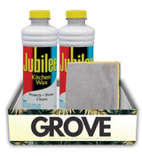 2x Jubilee Clean Scent Kitchen Wax Liquid 15 oz Bundle with Microfiber Cleaning Cloth - Protects, Cleans, and Shines Surfaces Like Wood, Tile, Enamel