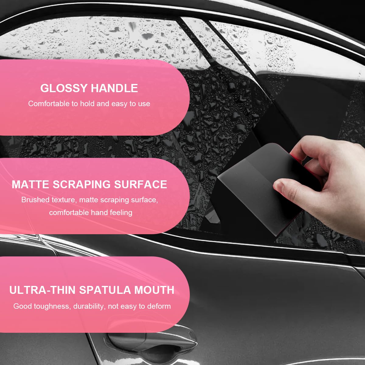 JNXIJ 5 in 1 TPU Squeegee Kit, Anti-Scratch TPU Car Vinyl Wrap Tools with Different Sizes, Flexible Water Blade Scraper Small Window Tint Tool