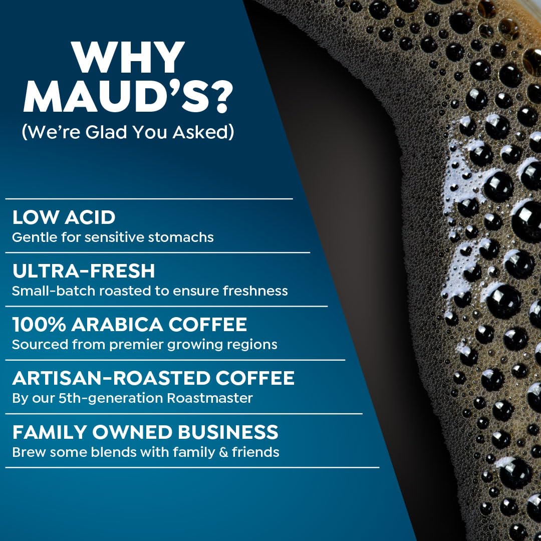Maud's Decaf Medium Roast Coffee Pods, 18 ct, Decaffeinated Coffee in Single Serve Pods - 100% Arabica Coffee, Compatible with Keurig K Cups Maker