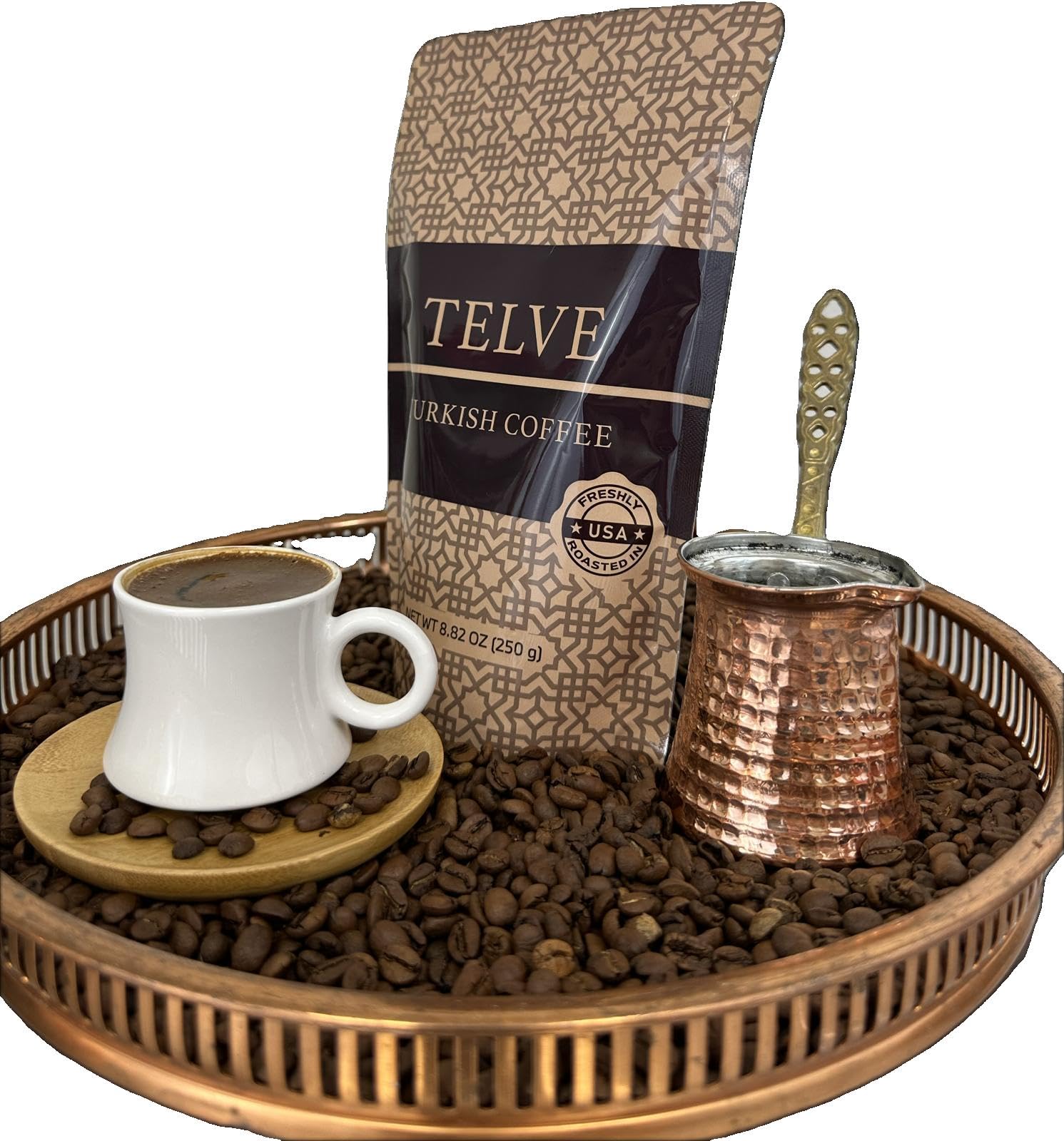 Telve Turkish Coffee, Premium Ground Arabica Beans, Fresh USA Roasted, (8.82 oz / 250 g)
