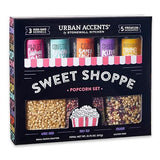 Urban Accents Movie Night Sweet Shoppe Small-Batch Popcorn Gift Set - Includes 3 Gourmet non-GMO Popcorn Kernel Varieties & 5 Flavorful Seasonings