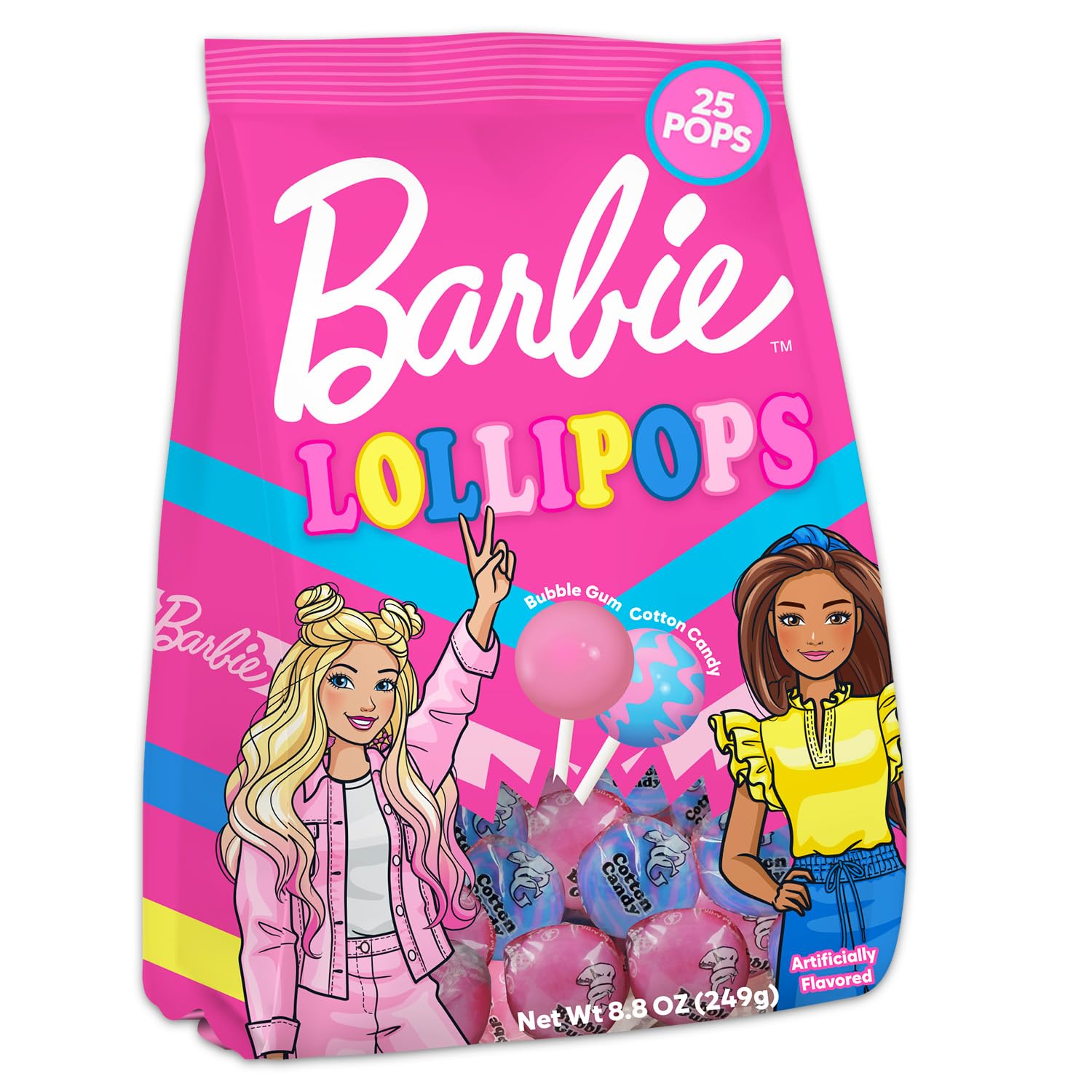 Barbie Party Supplies Lollipops Bulk - 25 Pack Individually Wrapped Party Favor Bag of Hard Candy Suckers Sweets Treats, Pinata, Stickers - Assorted