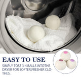 Wool Dryer Balls 6PCS Pure Organic Laundry Wool Tumble Dryer Ball Reusable Natural Fabric Softener Reduce Wrinkles and Drying Time