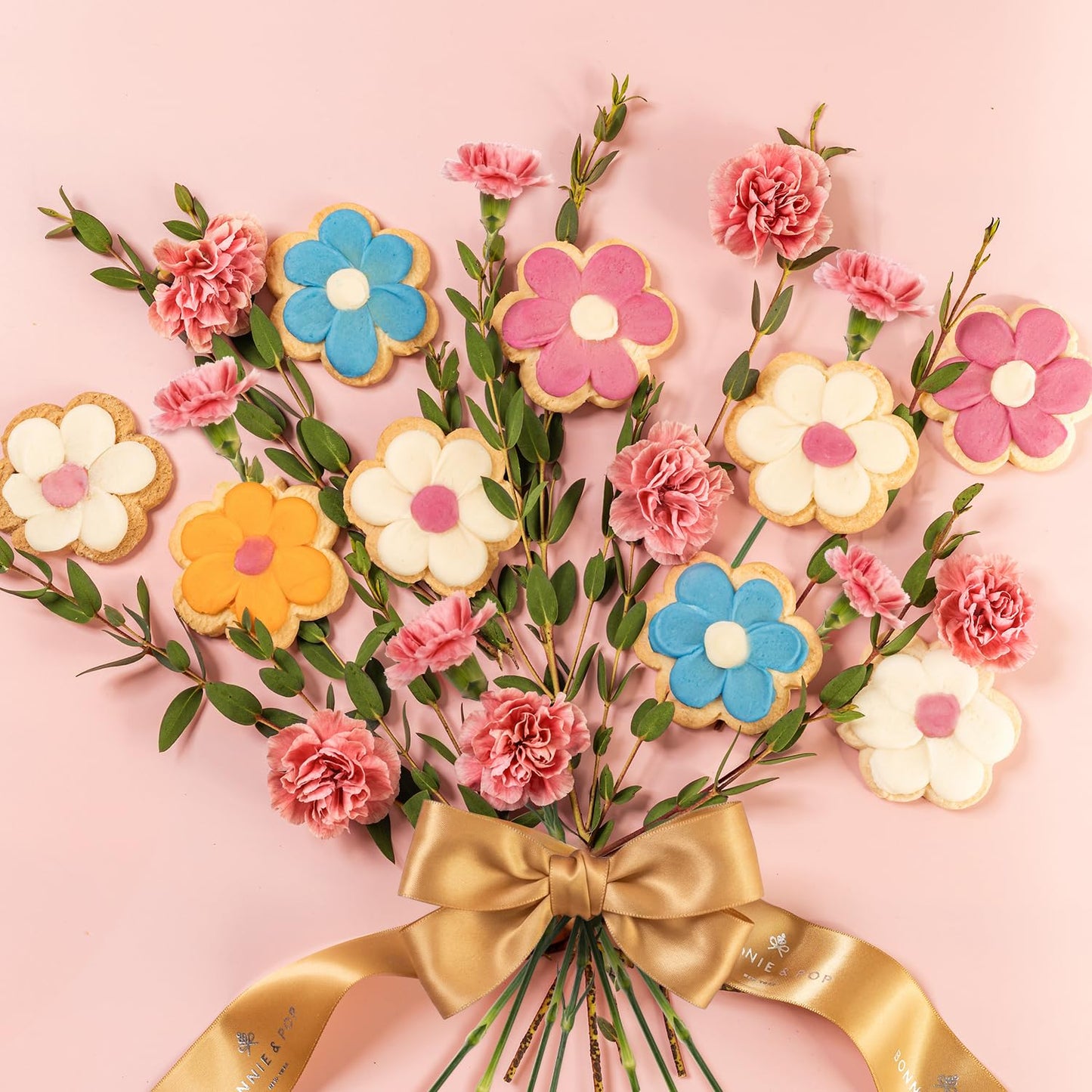 Cookie Gift Basket, Shortbread Flower Cookies Box, Gift Idea for Mothers Day, Holiday Present for Men, Women, Children, Bonnie and Pop