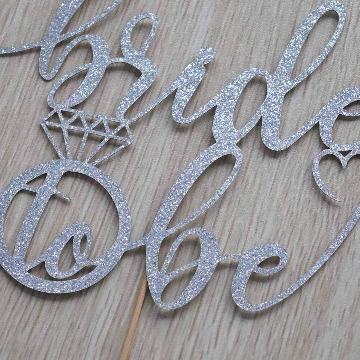 AMINJIE Bride to Be Cake Topper for Bridal Shower / Wedding Shower / Engagement / Bachelorette / Hen Party Decorations, Double Sided Silver Glitter