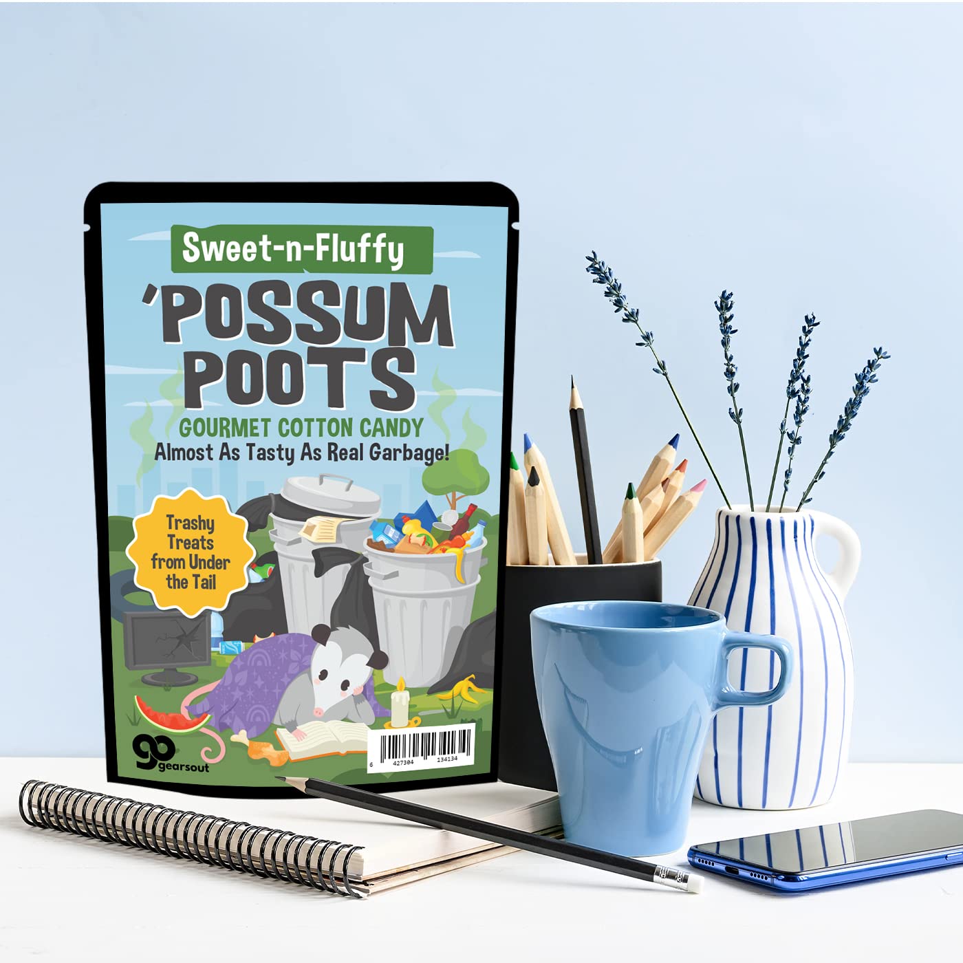 Possum Poots Cotton Candy - Funny Gag Gift for Men and Women - Weird Stocking Stuffers, Jokes for Gift Baskets, Blue, Gluten Free, Made in USA