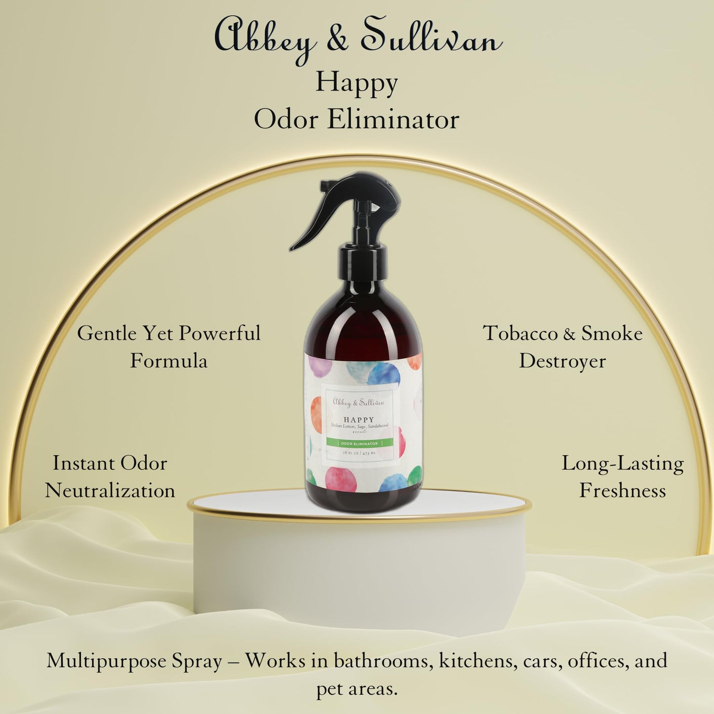 Abbey & Sullivan Odor Eliminator, Happy, 16 oz