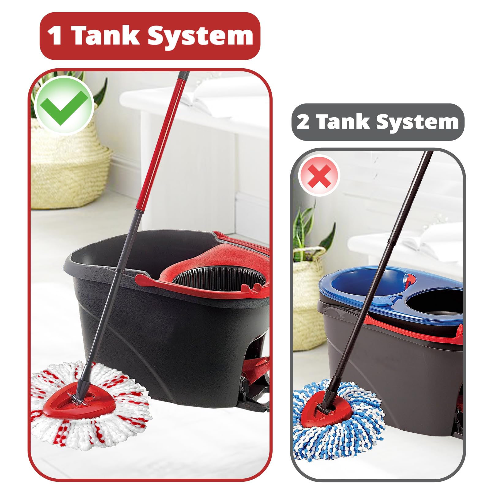 [2026 New Version] Mop Head Replacement - 40% More Cleaning Power, 3 Pack Spin Mop Replacement Head for Easy Wring 1-Tank System, Easy Cleaning