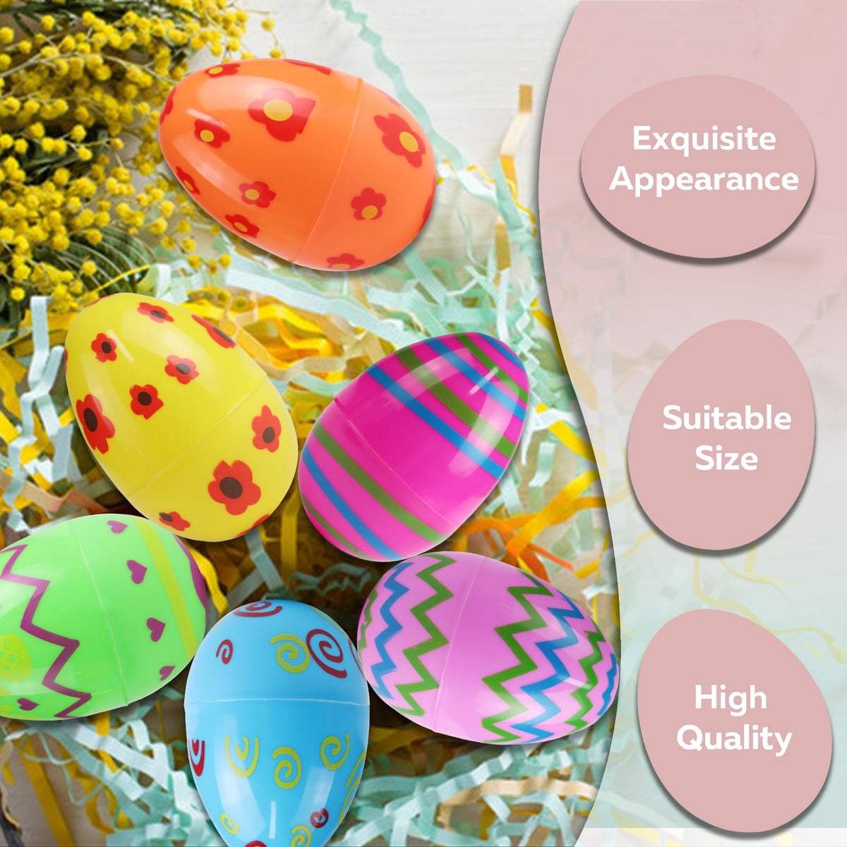 ANTDECOUS Fillable Easter Eggs, Plastic Easter Eggs, 36 Pack, 3.15"