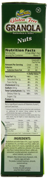Sam Mills Gluten Free Nuts Granola, 12 Ounce