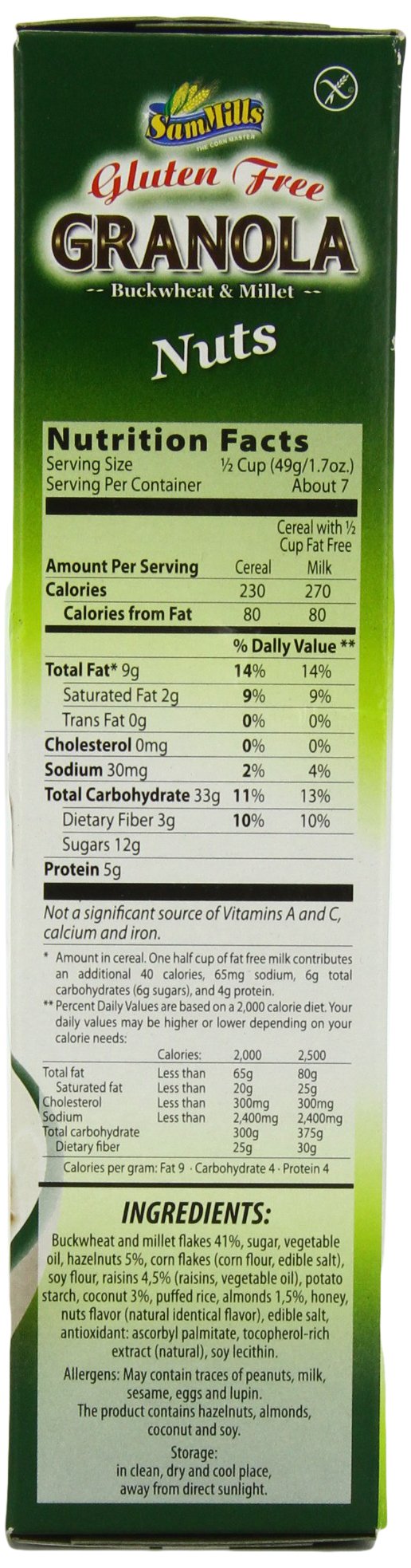 Sam Mills Gluten Free Nuts Granola, 12 Ounce