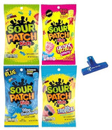 SOUR KIDS Variety, Original, Blue Raspberry, Tropical, and Heads 8 Ounce Bags (Pack of 4) - with Make Your Day Bag Clip