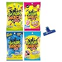 SOUR KIDS Variety, Original, Blue Raspberry, Tropical, and Heads 8 Ounce Bags (Pack of 4) - with Make Your Day Bag Clip