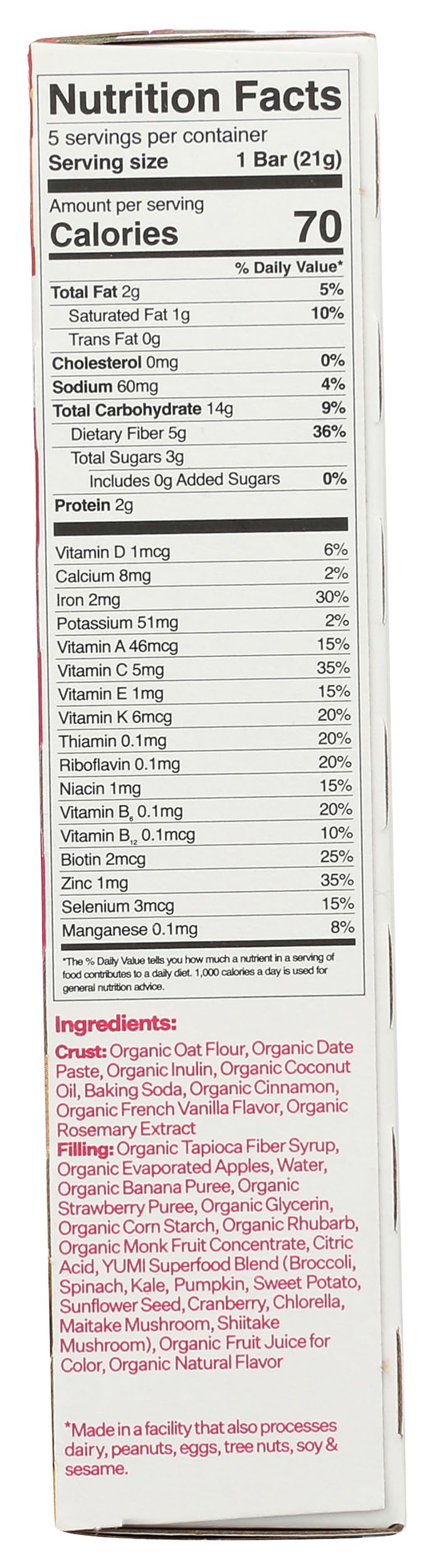 Yumi, Bars Toddler Strawberry Rhubarb Organic, 3.7 Ounce