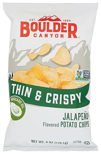 BOULDER CANYON Thin & Crispy Avocado Oil Jalapeno Potato Chips, 6 OZ