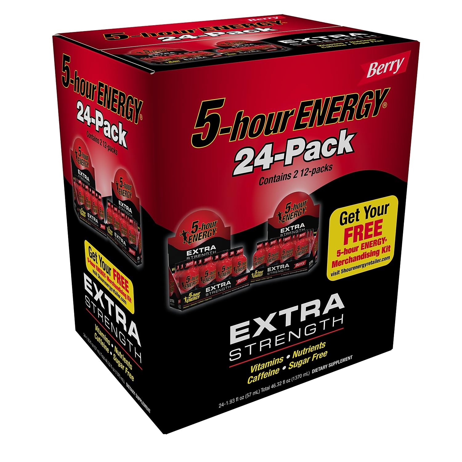 5-Hour Energy Extra Strength Beverage, Black, Berry, 46.32 Fl Oz
