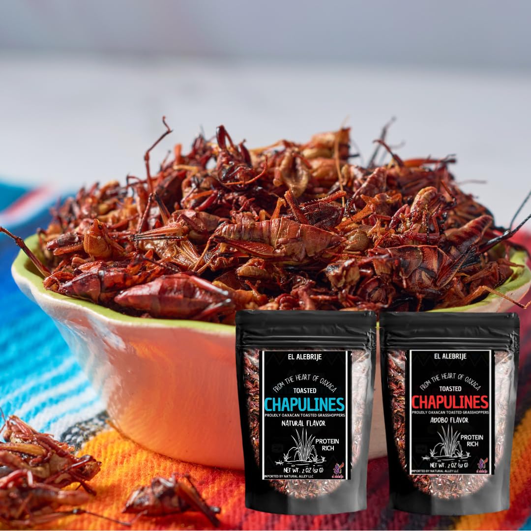 Alebrixes | Chapulines From Oaxaca 4oz (114g) | Premium Toasted Edible Grasshoppers - Always Fresh & Delicious Mexican Snack | Imported from Mexico