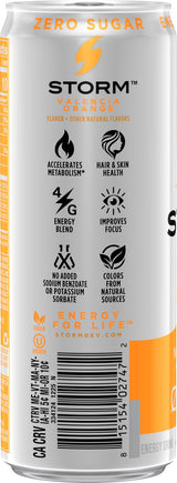 STORM Valencia Orange, Fitness & Wellness Energy Drink, 12 Fl Oz (Pack of 12)