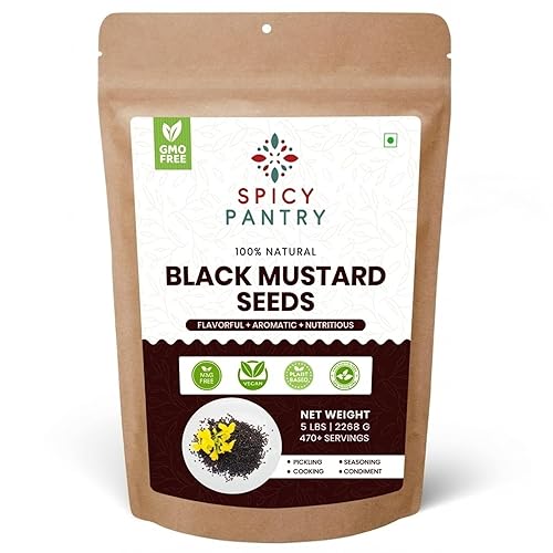 SPICY PANTRY Black Mustard Seeds 4 oz - Whole Spice for Curries, Pickles, Marinades, Spice Blends & Tempering - Non-GMO, Gluten Friendly, Bold