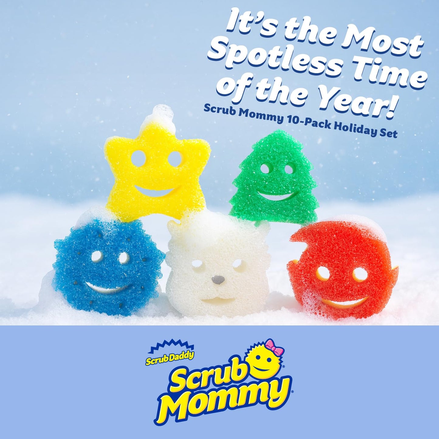 Scrub Daddy Scrub Mommy Holiday Christmas Tree Gift Box Set, Non-Scratch Christmas Cleaning Sponges for Kitchen, Dishes & Home, Dual-Sided Dish
