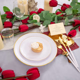 LIYH 180 Pcs White and Gold Plastic Plates Disposable - Dinnerware Set, Gold Plastic Silverware, Disposable Heavyduty Plates for Parties, Birthdays