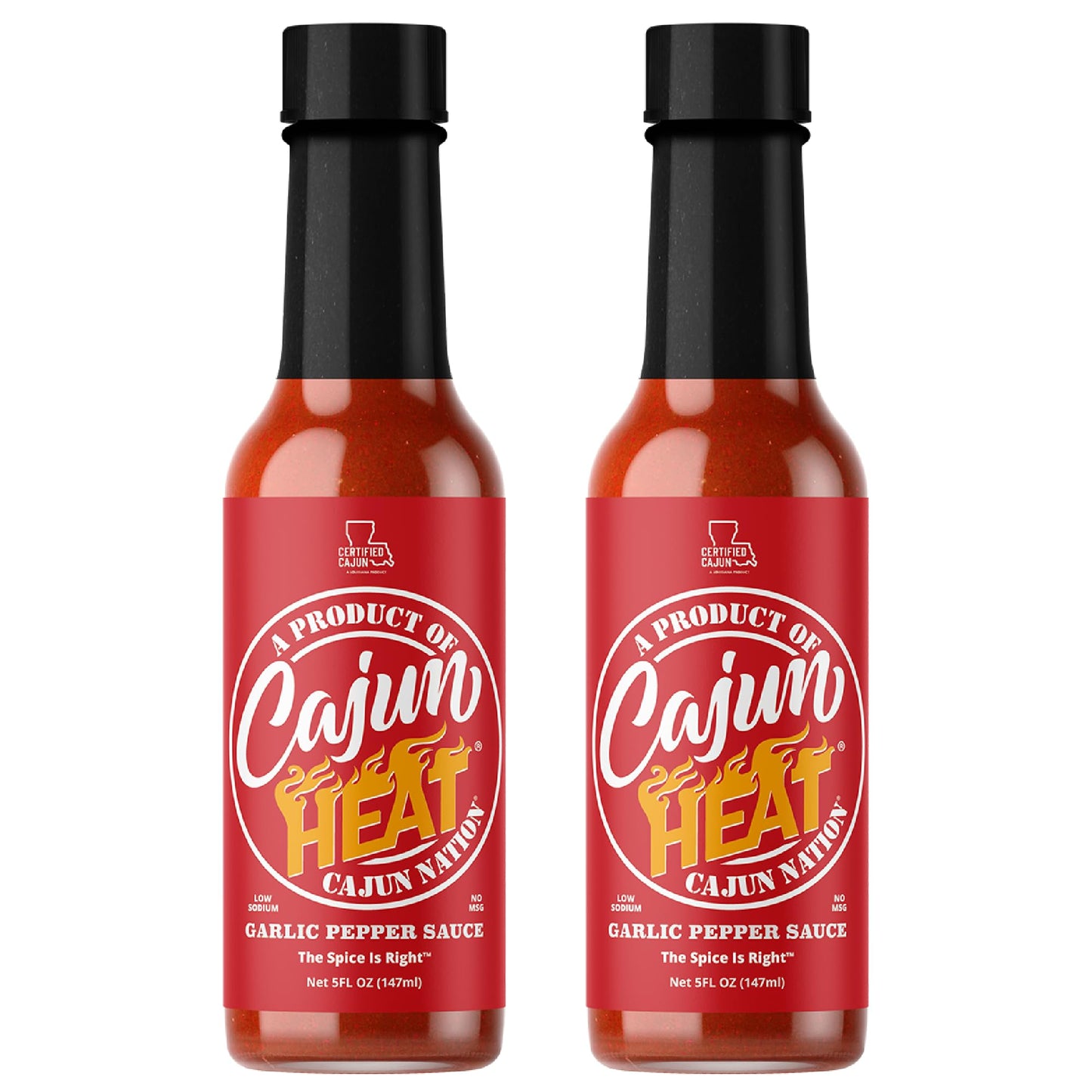 Cajun Nation CAJUN HEAT Garlic Pepper Sauce 5oz - Spicy Garlic Hot Sauce with No MSG - Authentic Louisiana Style Heat from the Cajun Coast - Low