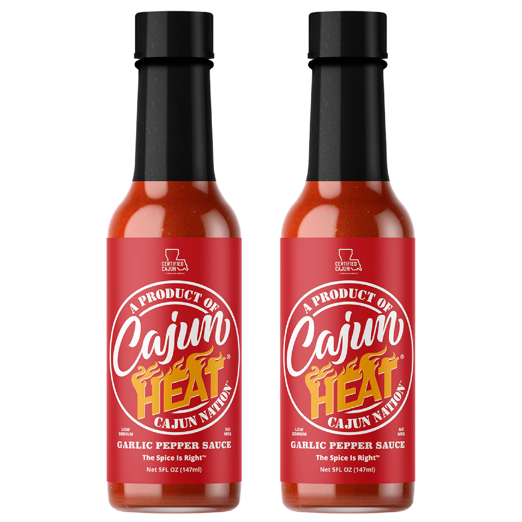 Cajun Nation CAJUN HEAT Garlic Pepper Sauce 5oz - Spicy Garlic Hot Sauce with No MSG - Authentic Louisiana Style Heat from the Cajun Coast - Low