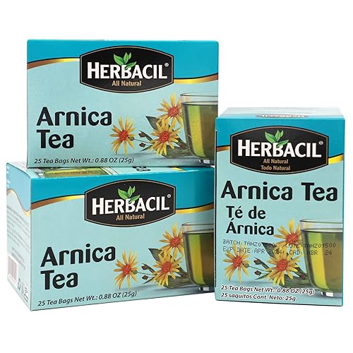 Herbacil Arnica Herbal Tea, Herbal Blend, Caffeine-Free, All Natural, 3-pack of 25 bags per box (75 Tea Bags), 0.88 oz Each