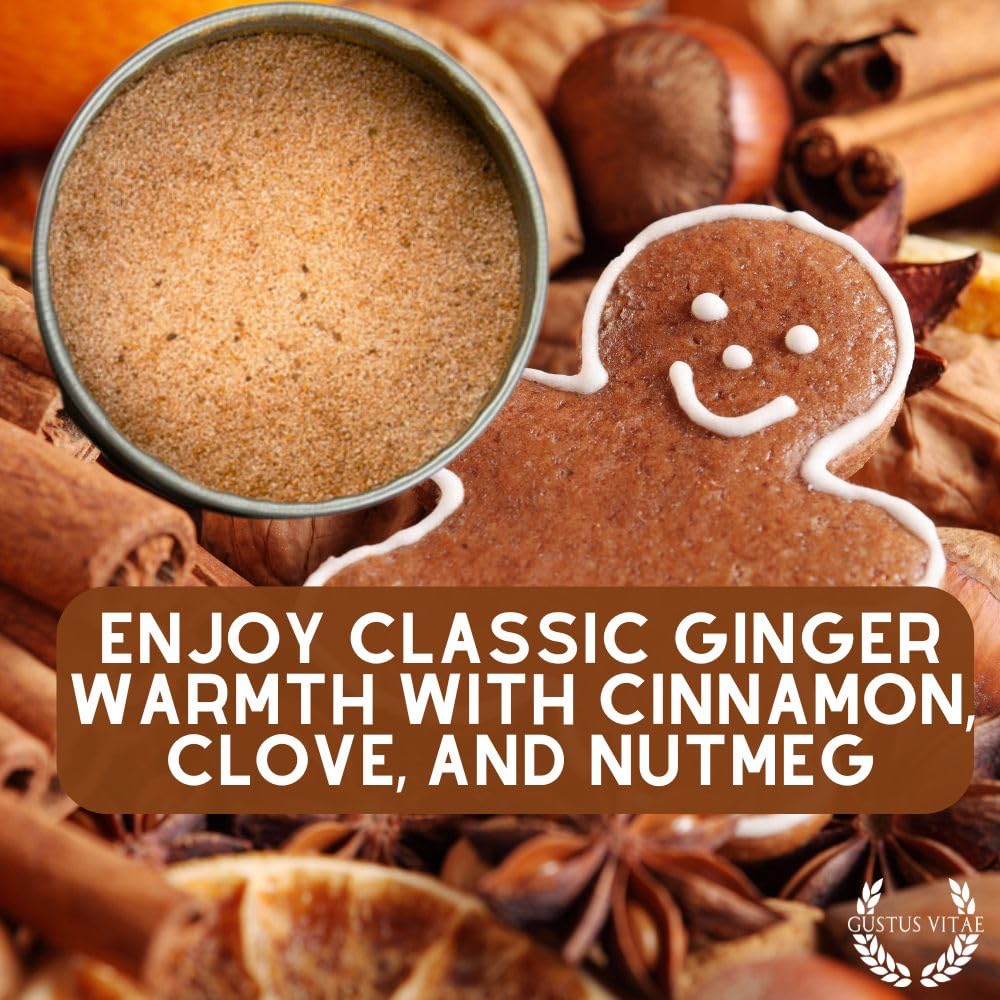 Gingerbread Cane Sugar | Gourmet Replacement For Plain Processed Sugar | Artisanal Infused Sugar | All Natural, Non GMO | Hand Crafted in Small Batches | Made in USA | GLP-1 Friendly | Magnetic Tin | Gustus Vitae | #91