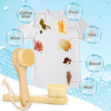 Dfacio 2Pack Laundry Stain Brush with 2Pack Metal Hook, Natural Soft Boar Bristle Scrubber, No Damage for Cleaning Tough Stains on Delicate Fabrics