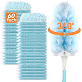 EKACO Heavy Duty Duster Refills for Swiffer Duster (60 Count) | 360° Unscented Disposable Multisurface Dusters with 1 Handle- for Home, Blinds, Fans