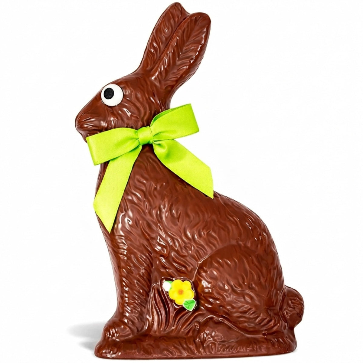 Chocolate Easter Bunny - Large Solid 1/2 lb Handmade Milk Chocolate Bunny, Not Hollow, Gift Wrapped with Bow for Easter Basket Gift for Kids