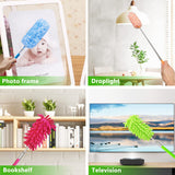 4 pcs Extendable and Washable Microfibre Feather Duster,13" to 30" Reachable, Microfibre Cleaning Tool, Small Dusters for Cleaning Office, Car