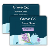 Grove Co. Laundry Detergent Sheets, Power Clean Dissolving Washer Sheets (2 Pack - 64 Loads) Tough Stain Remover, 100% Natural Lavender Blossom