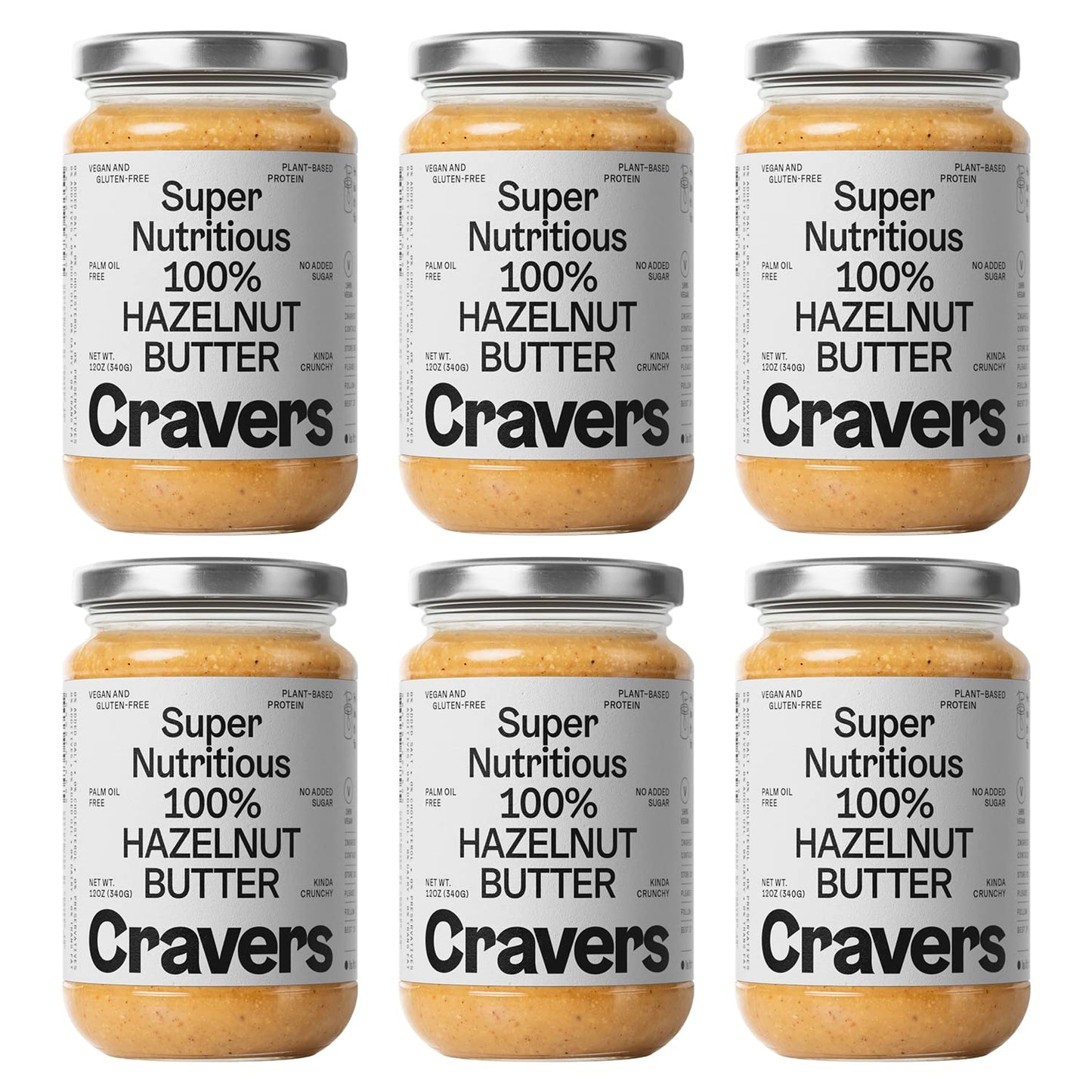 Cravers 100% Hazlenut Butter Spread, All Natural Keto Snack, Low Carb, Sugar Free, Gluten Free, Paleo, Vegan, Kosher, Non-GMO & High Protein, Hazelnut