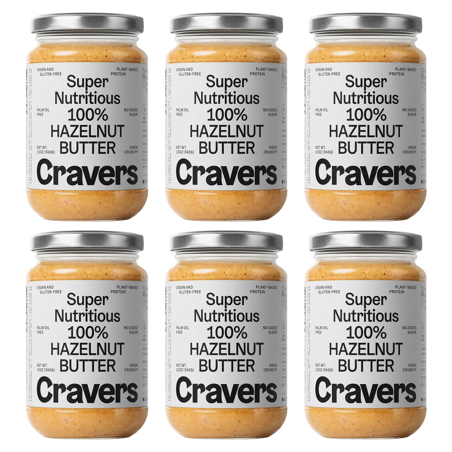 Cravers 100% Hazlenut Butter Spread, All Natural Keto Snack, Low Carb, Sugar Free, Gluten Free, Paleo, Vegan, Kosher, Non-GMO & High Protein, Hazelnut