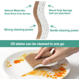 JiedHiur 12Pack Natural Kitchen Sponge, Biodegradable Cellulose and Coconut Scrubber, Eco Friendly Sponges for Dishes