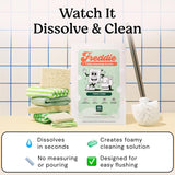 Freddie Toilet Cleaner Sheets - Fresh Pines Scent - Plastic Jug-Free Alternative to Liquid Cleaners - 32 Dissolvable Cleaning Strips