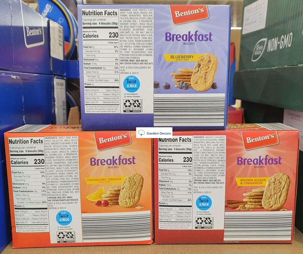 Benton's Break Biscuits 3 Flavors Blueberry, Cranberry Orange, Brown Sugar & Cinnamon 8.8oz 250g (Three Boxes)