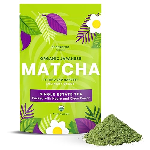 Cederberg Tea Company Organic Japanese Matcha - Single Estate First & Second Harvest from Japan | 4 oz., 113 gm, Premium Green Tea, Antioxidant-Rich