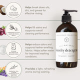 Rowe Casa Organics Bergamot and Lavender Laundry Detergent Liquid - Natural Liquid Washing Detergent with Floral, Sweet, and Fresh Scent - 16 Oz Pump