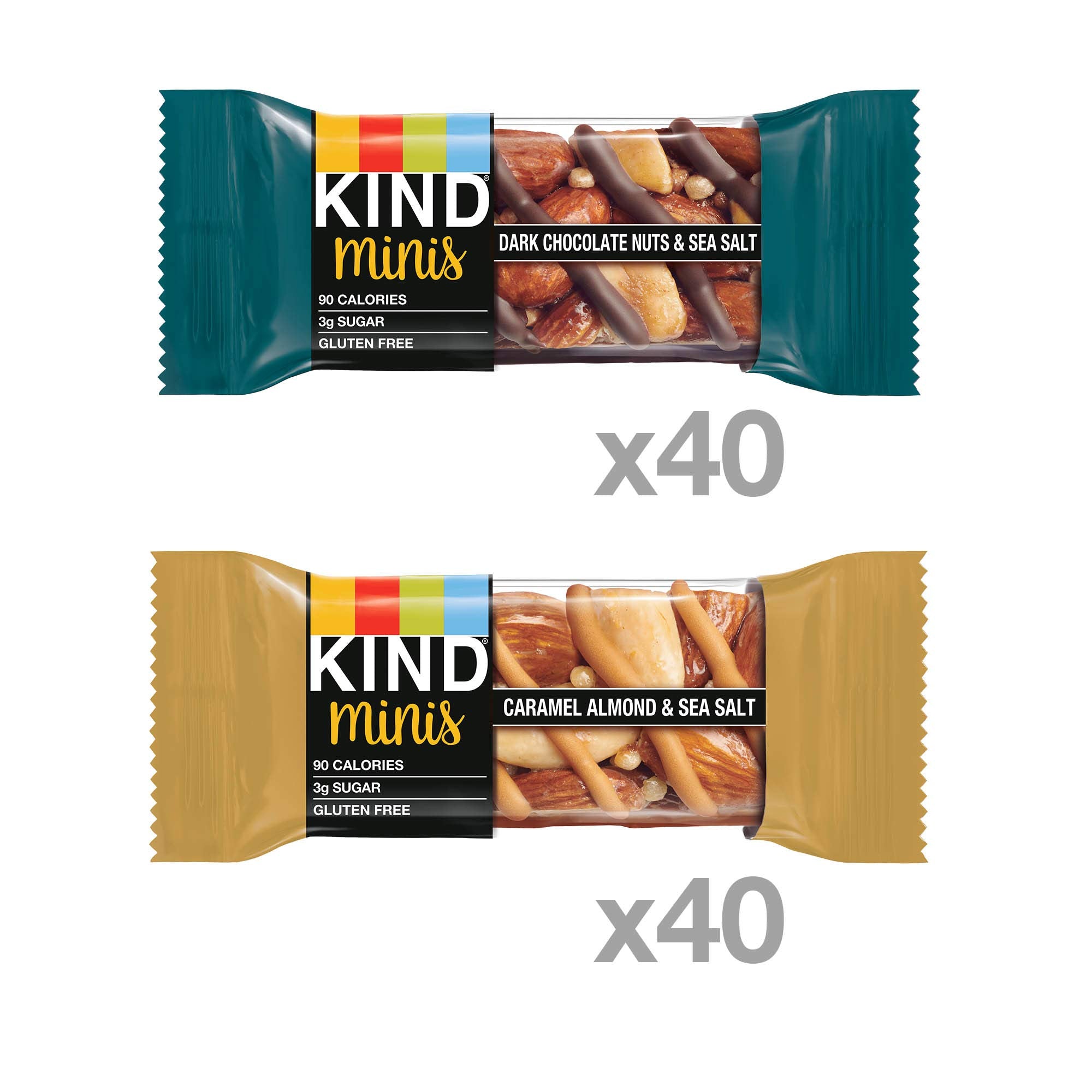 KIND Bar Mini's, Dark Chocolate Nuts/Caramel Almond & Sea Salt, Gluten Free, Low Sugar, 10 Count (Pack of 8)