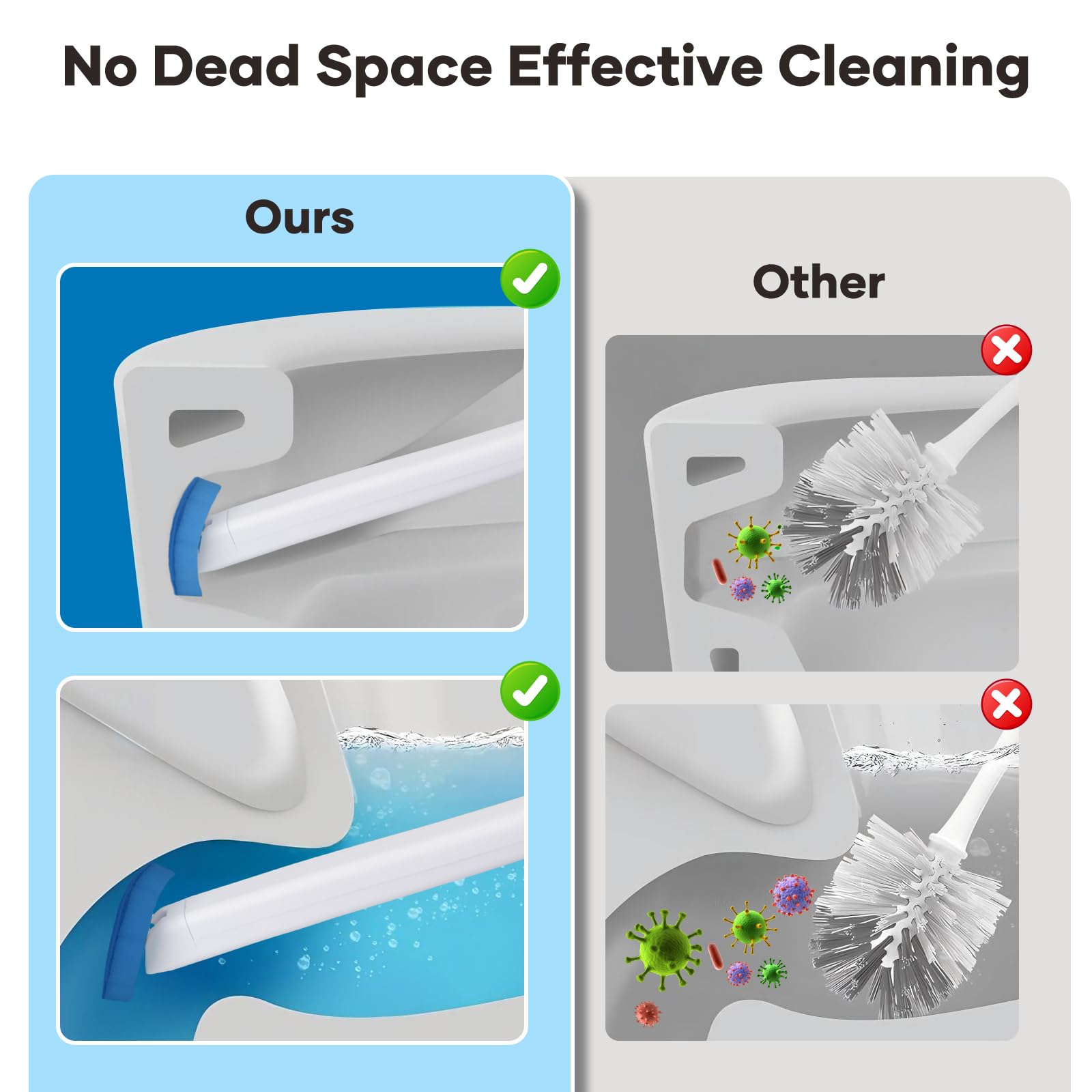 2 Pack Disposable Toilet Brush and Holder Set, Wall Mounted Toilte Wand Kit, Disposable Bowl Ceaner Wand and Caddy with 96 Refills for Closestool