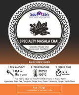 Sou Zen Specialty Masala Chai 4oz (113g) Loose Leaf Tea | Premium Quality Black Tea Leaves and Naturally Organic Ingredients | Special Blend of Black