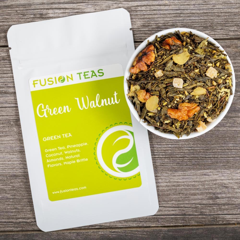Green Walnut Green Tea With Pineapple, Coconut, Almonds & Maple - Gourmet Loose Leaf Sencha Tea - 4 Oz. Pouch