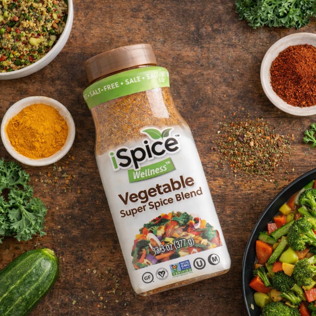 iSpice Blend| Vegetable Seasoning | 13.3 oz | Mixed Spice & Seasoning | Bulk Size | Halal | Kosher