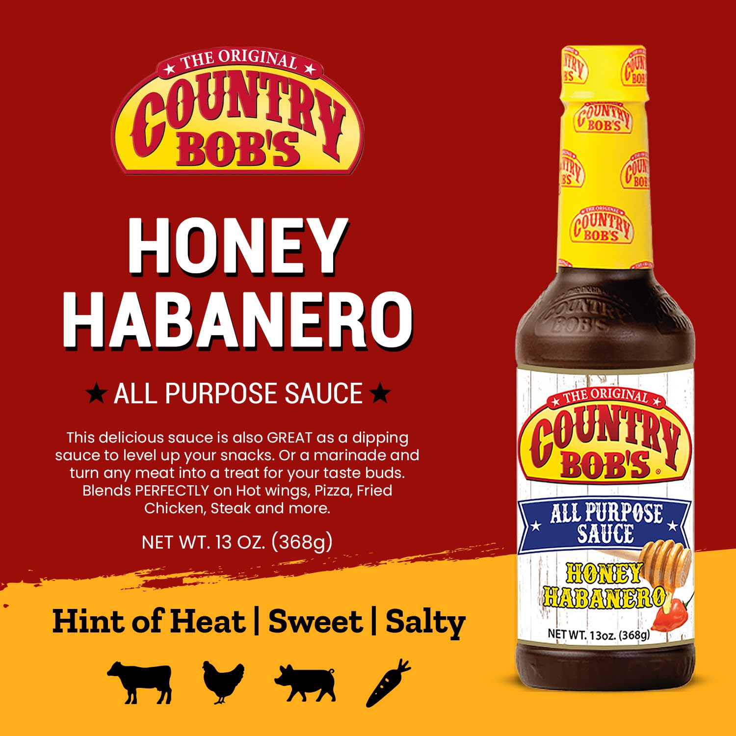 Country Bob's - Honey Habanero Sauce - 13 oz (Pack of 1)