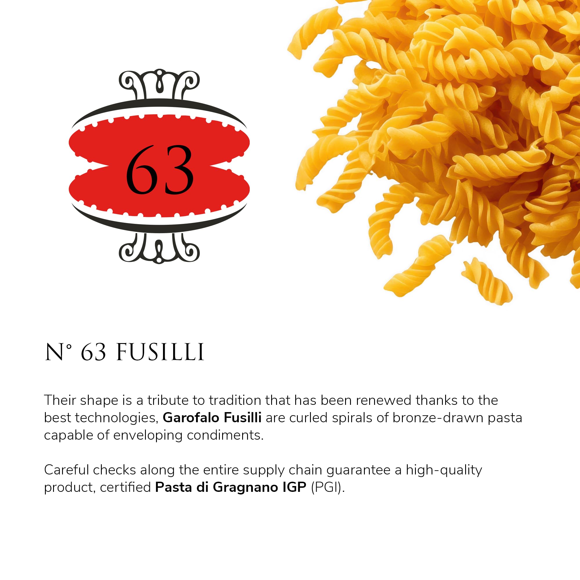 Garofalo - Premium Durum Wheat Semolina Fusilli Pasta, Italian Made, Bronze-Drawn, Al-Dente, One-Ingredient Pasta (4 pack)
