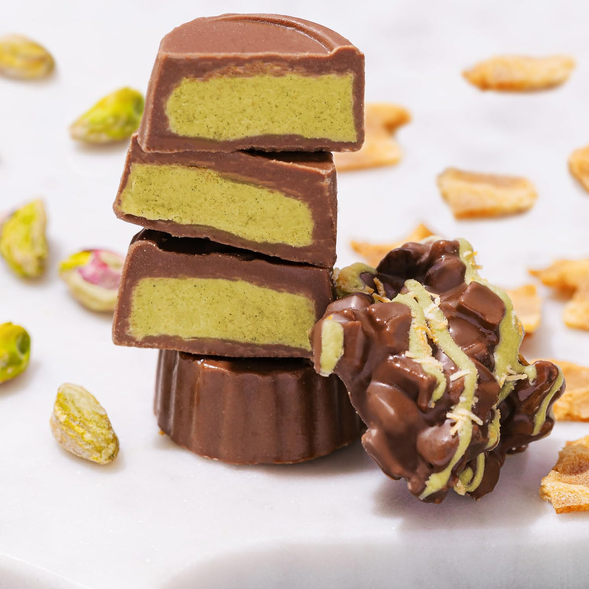 Dubai Chocolate Gift Basket- Christmas Holiday Pistachio Trend Candy Assortment Gift Box- Food Present Idea for Men, Women, Corporate- Bonnie & Pop